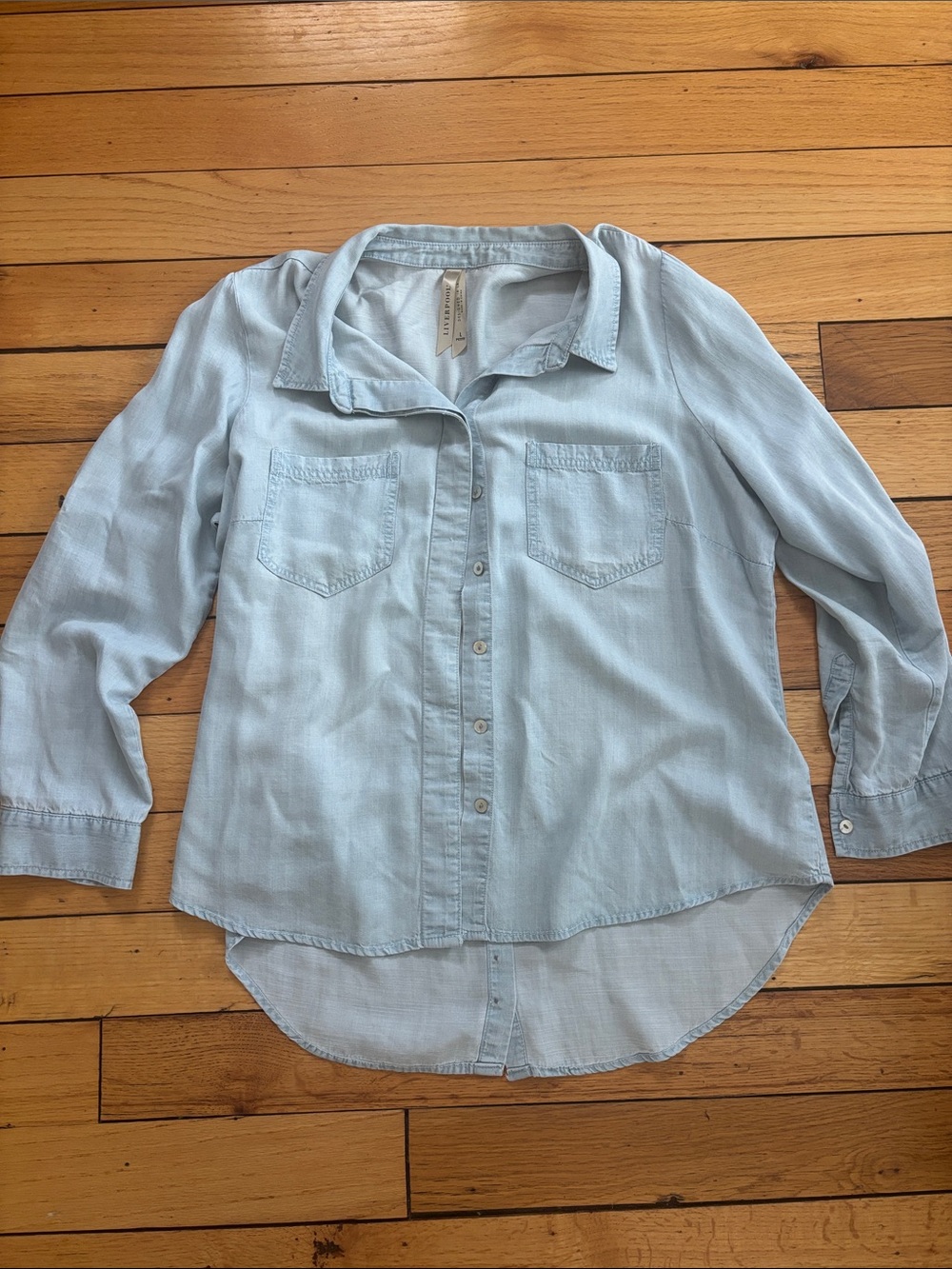 Liverpool Light Blue Button-Front Chambray Shirt